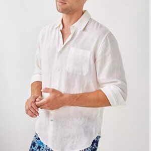 Lilly Pulitzer Men's Stuff Addison Linen Shirt Resort White NWOT